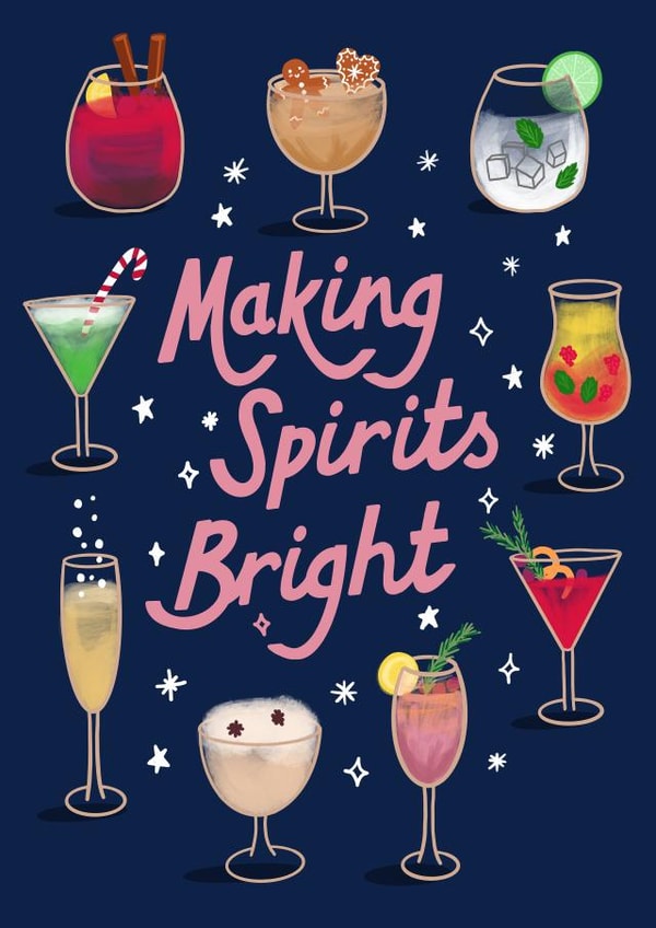 Christmas Spirits Card - Christmas Drinks Card - Christmas Card for Friend created by Jessie Maeve Studio