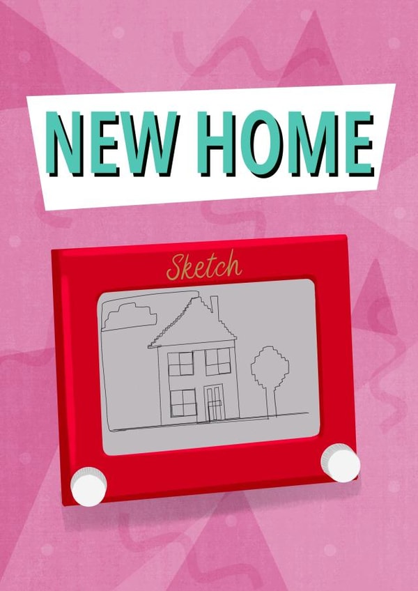 Etch-A-Sketch Themed New Home Card created by Knee Deep In the 90s