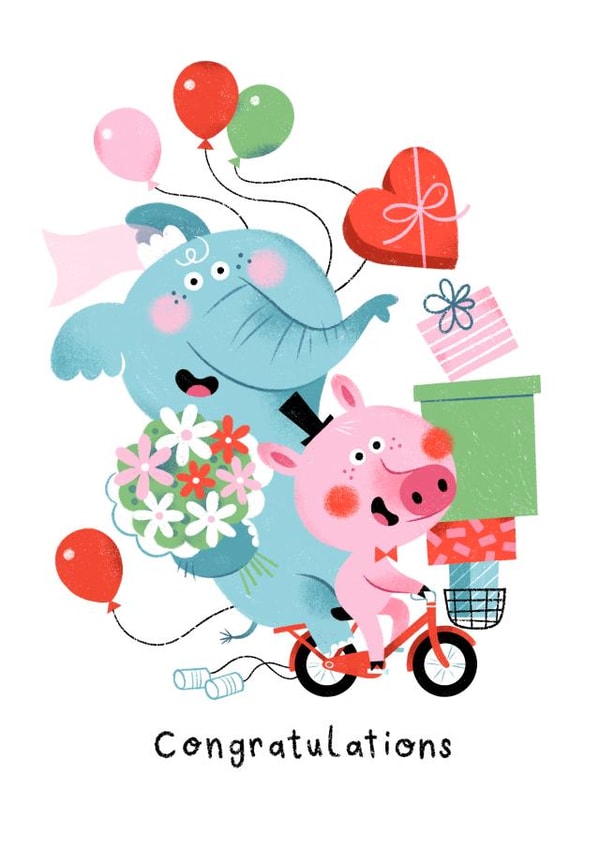 Fun Greeting Card for the Bride snd Groom - Congratulations created by Kathrin Fehrl