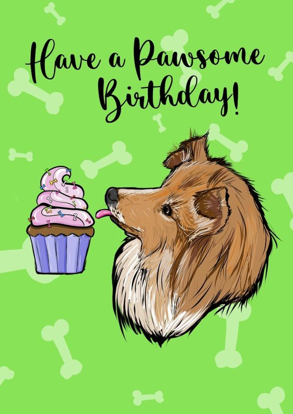 Birthday Card with adorable dog and cupcake! created by Pucci Illustrations