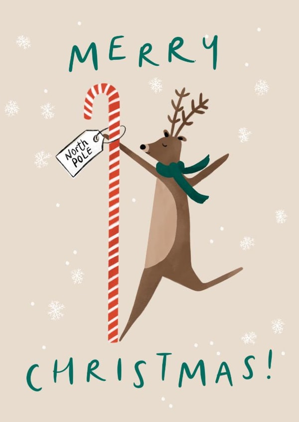 Pole Dancer Christmas Card - Fun Reindeer Card - Modern Christmas Card created by Lauren Barclay