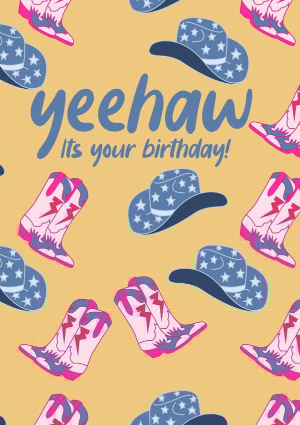 Fun Birthday Card - Yeehaw - Cowgirl created by Amber Rose L Designs