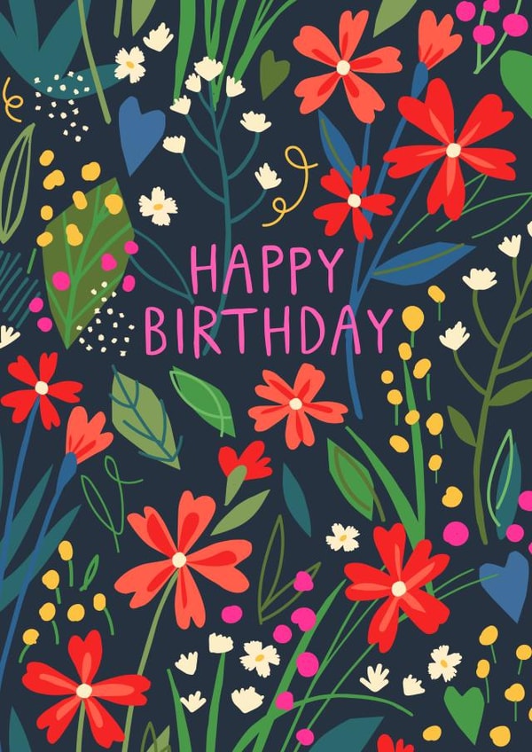 Colourful floral Birthday card created by Pablo and Pickle Studio
