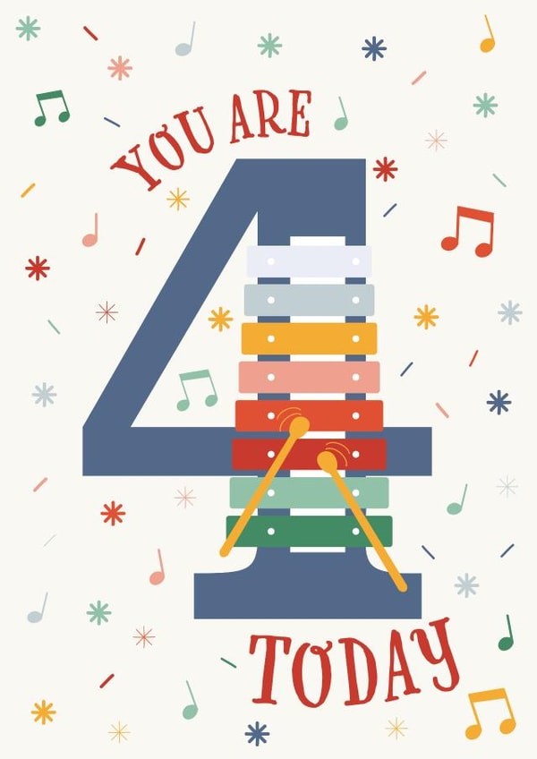 Musical 4th birthday card. created by Larissa Nichele