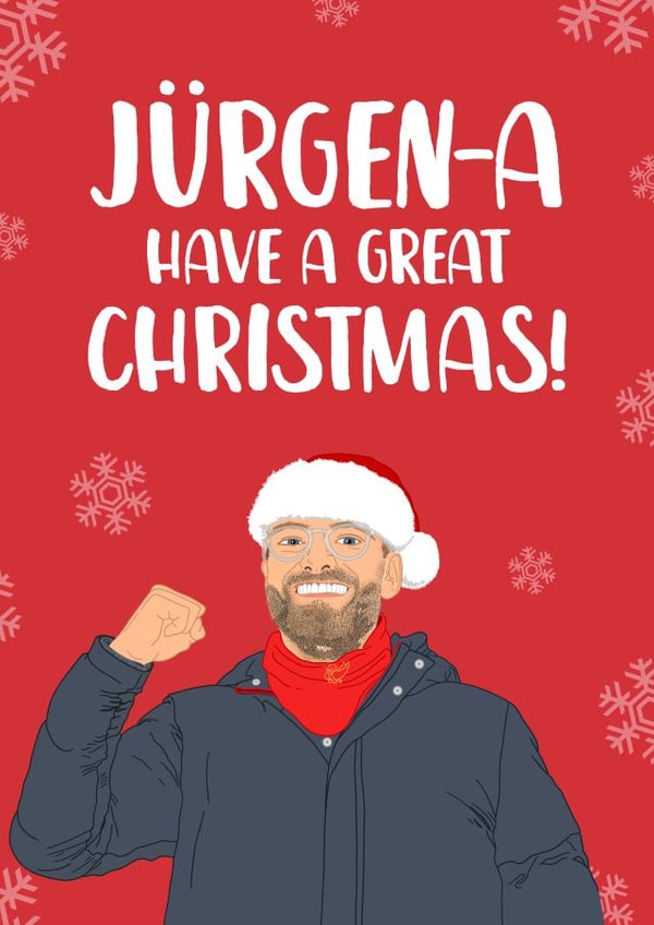 Funny Jurgen Klopp Christmas Card for Liverpool Football Supporter created by The Cake Thief
