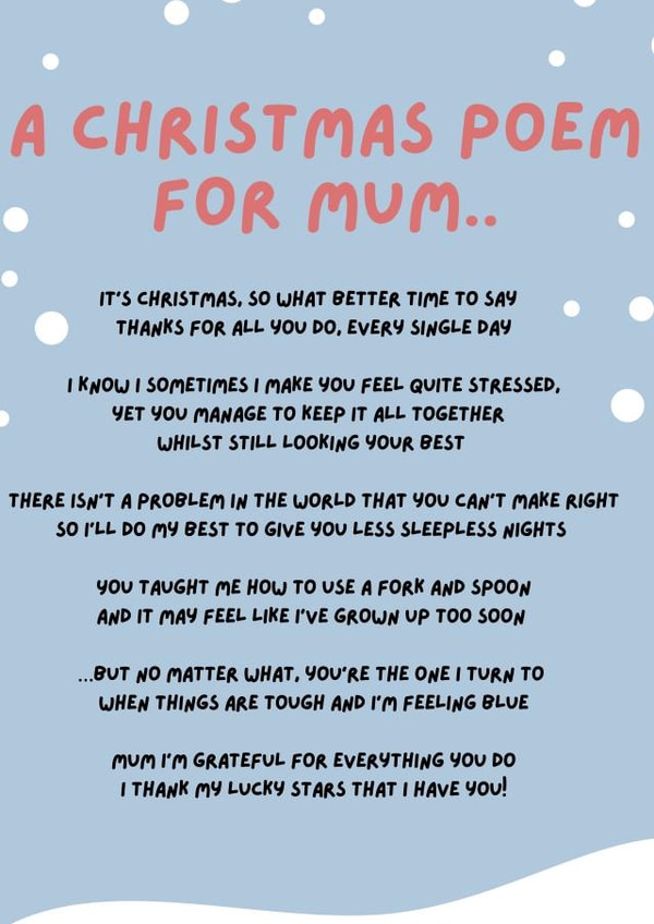A CHRISTMAS POEM FOR MUM created by Wednesday's Wombat