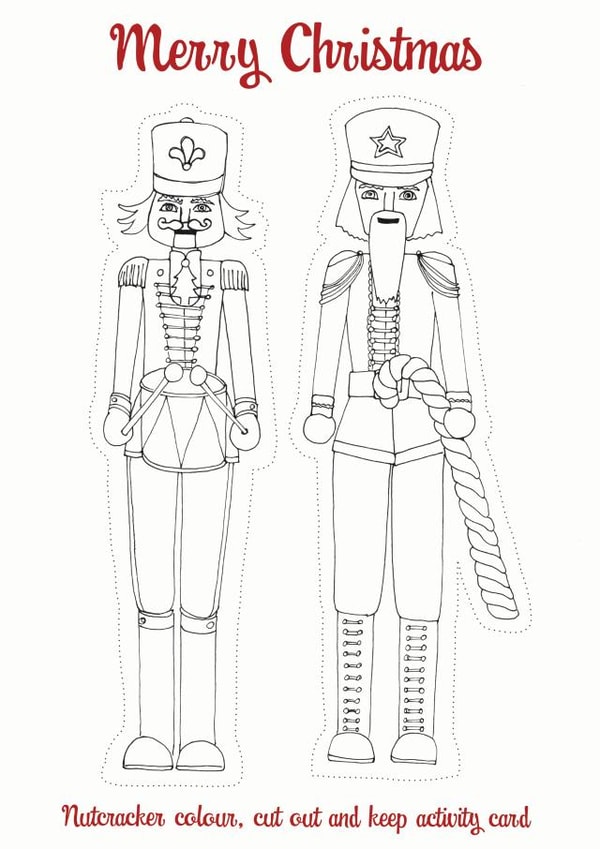 Fun Christmas Nutcracker colouring activity card created by Helen Leslie Illustrator