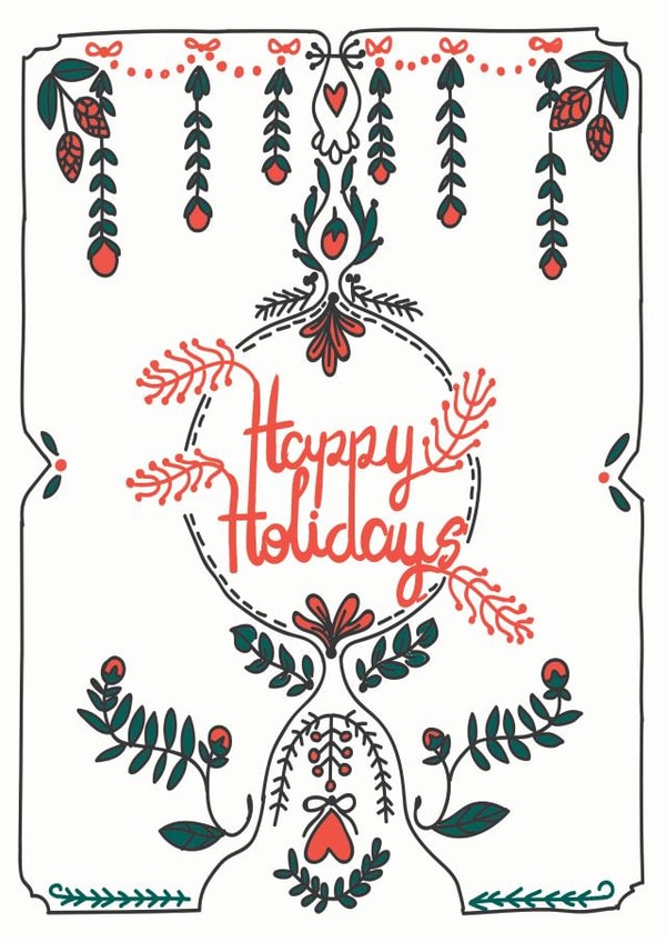 Cute Floral Hearts Holiday Card - Happy Holiday - Graphic Design created by Abbie Preston
