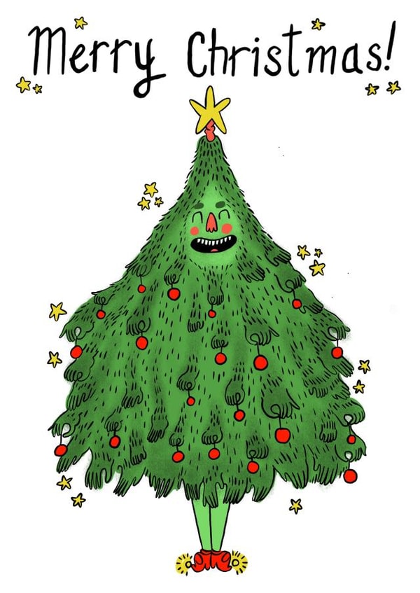 Funny Weird Cute Christmas Card - Merry Christmas created by Abbie Preston