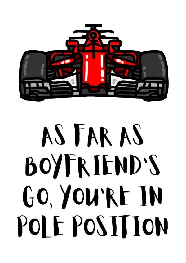 Racing Car Cute Anniversary Card For Boyfriend - Pole Position created by Pick Your Cards Right