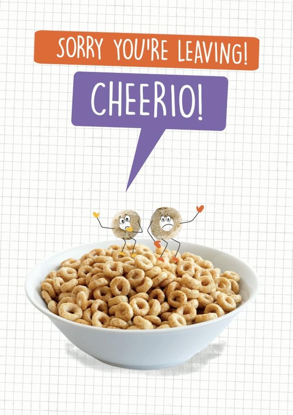 Cheerio leaving card created by Quitting Hollywood