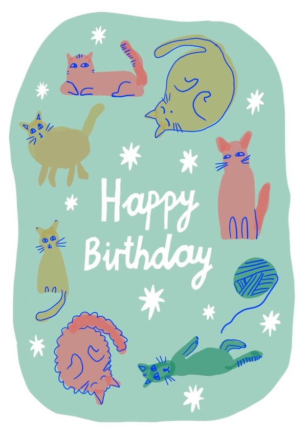Happy Birthday // Cute Cat Card created by Lucy Bromilow