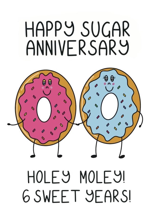 6th anniversary card for husband or wife. Happy sugar anniversary. created by Schnauzer Scribbles