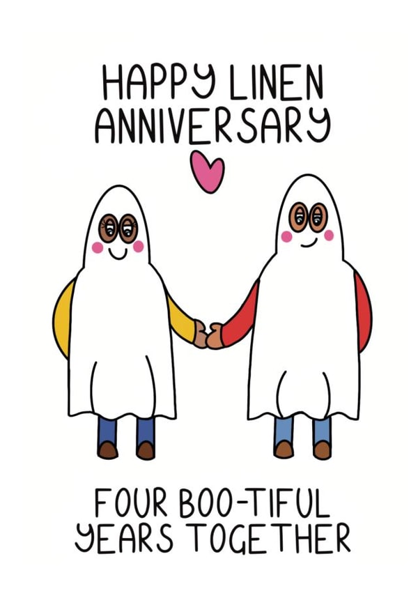 4th anniversary card for husband or wife. Happy linen anniversary! created by Schnauzer Scribbles