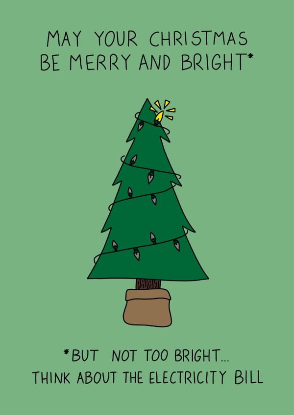 Electricity bill saving Christmas card created by Becky Wood