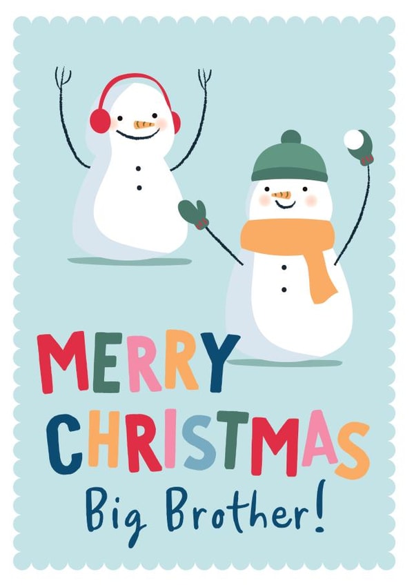Cute Snowmen Christmas Card for a Big Brother created by Sarah Catherine