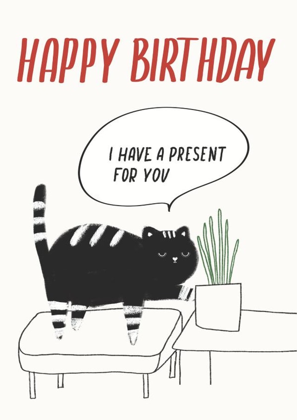 Birthday Card With A Cute Black Cat - Funny - For All People created by Nuta Mart