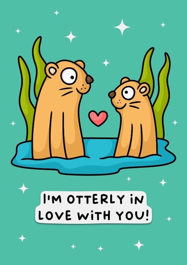 Cute cartoon otter anniversary/Valentine’s card - for your significant otter! created by Wafflemamaart