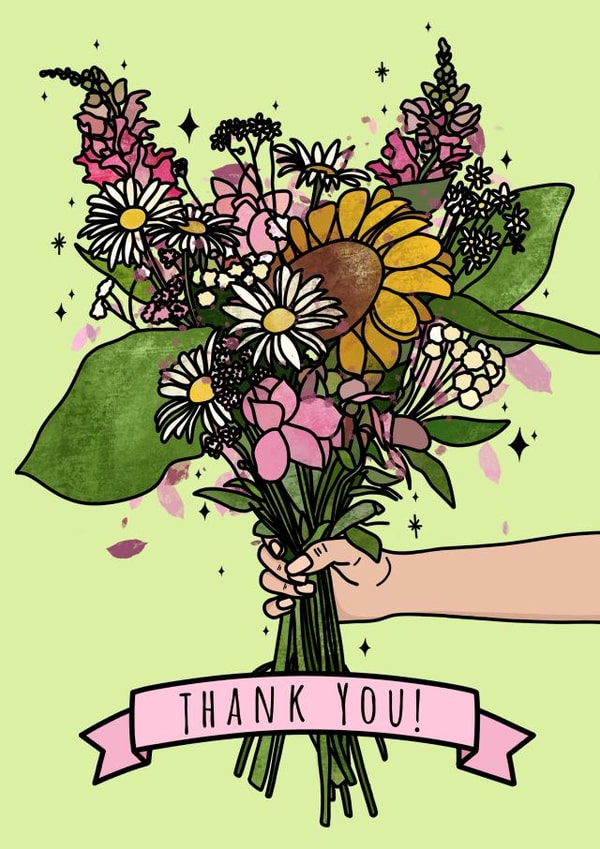 Thank You Bunch Of Flowers Card For Family Or Friends created by The Modest Lobster