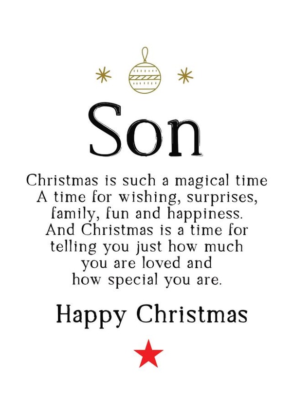 Happy Christmas to a very Special Son who is loved so much created by Word Up Creative