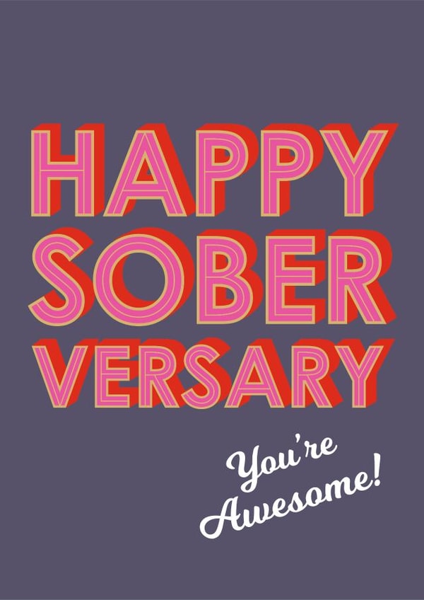 Stylish Soberversary Card For Sober Friend - Bold Pink Writing - You're Awesome created by Claire Giles
