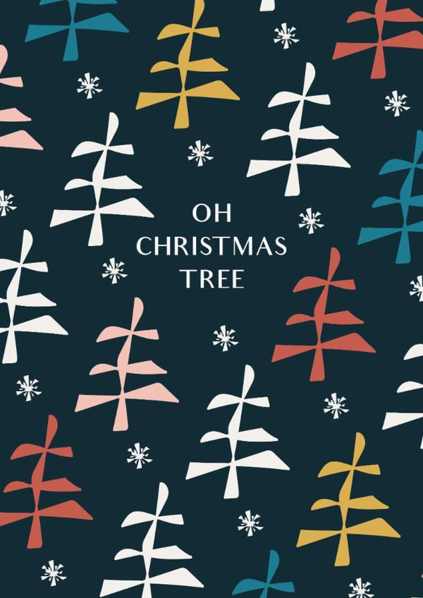 Oh Christmas Tree! Cute Christmas card with different coloured festive trees. created by Sarah JK Designs