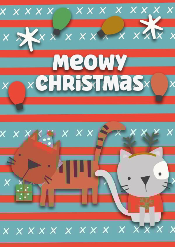 Cute cat, kitten Christmas card - Meowy Christmas created by Prints With Personality
