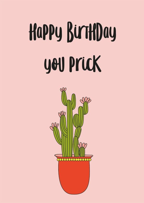 Happy Birthday You Prick Birthday Card Rude Card Funny Card for Partner created by Roshni Desai & Things