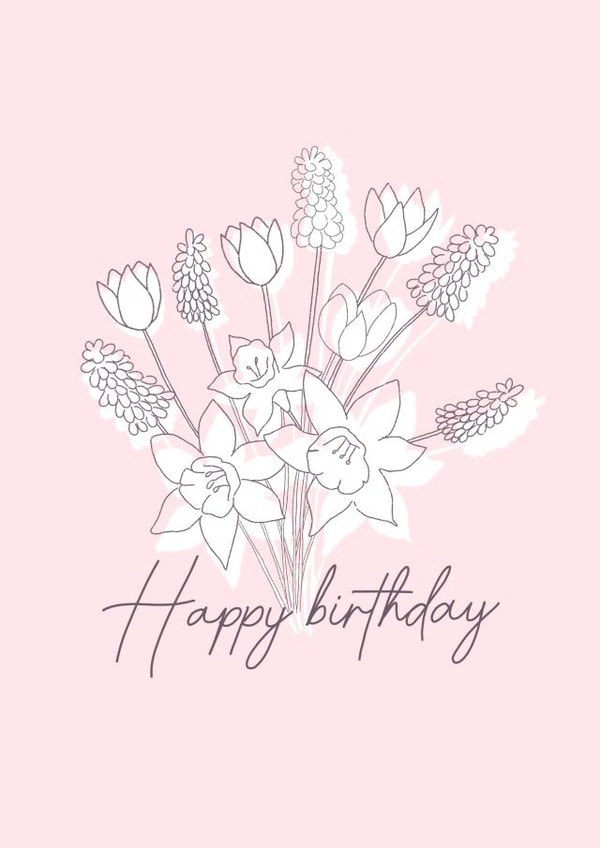 Pink Floral Bouquet Birthday Card created by sarinyaprints