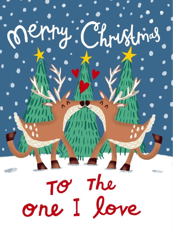 Cute Christmas Card For Significant Other-Reindeers-For The One I Love created by @AimeeStevens.Design