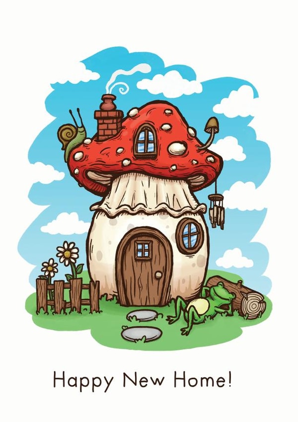 Mushroom Cottage Cute New Home Card created by Sam Birch