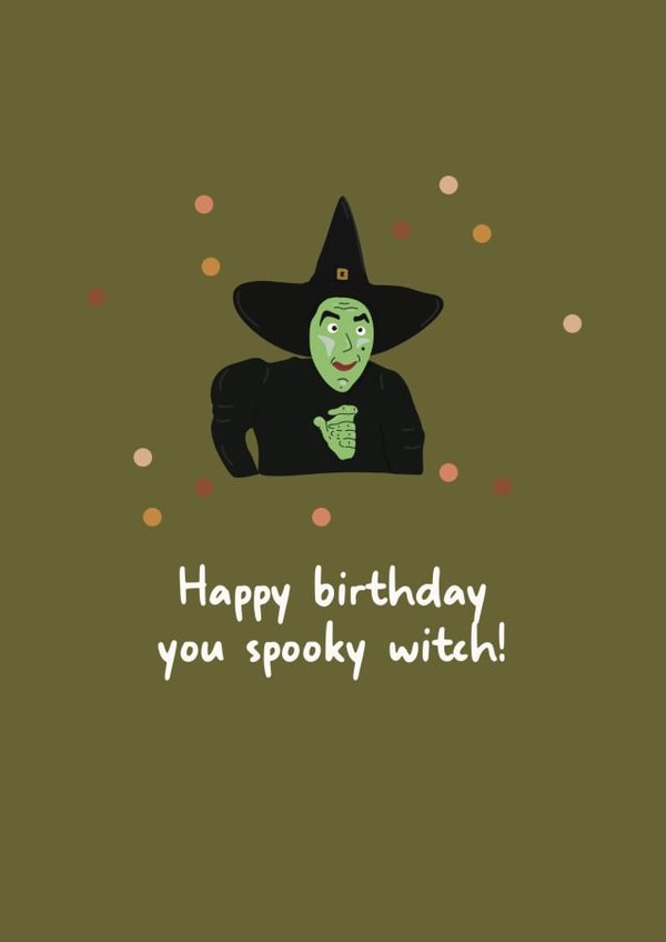 Cute and Funny Birthday card for a spooky witch - Halloween themed - Autumn created by Ellen Cawley