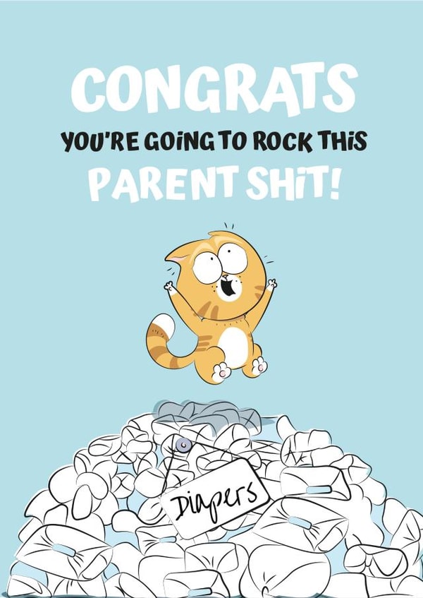 New Baby Card - Congrats you're going to rock this parent shit! created by JoyGreets