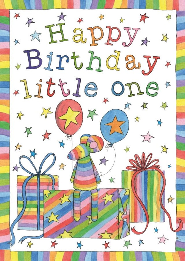 Cute Birthday Card For A Little One – Tiny Mouse – Happy Birthday Little One created by Helen Morgan Illustration