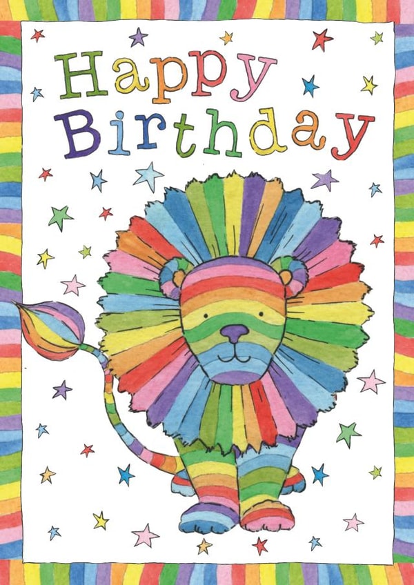 Cute Birthday Card For A Special Friend – Leo Lion – Happy Birthday created by Helen Morgan Illustration