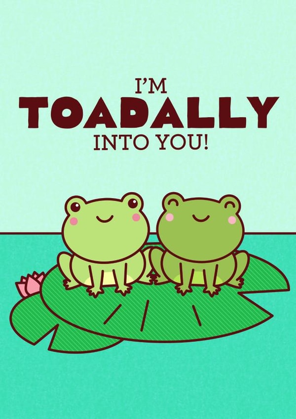 I'm Toadally Into You - Cute Toad Anniversary or Love Card for Significant Other created by Tiny Bee Cards