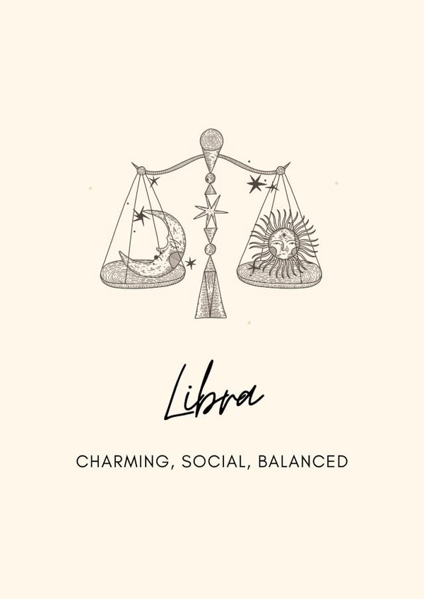 Libra Horoscope Birthday Card or just because! created by Lola and Lily Prints