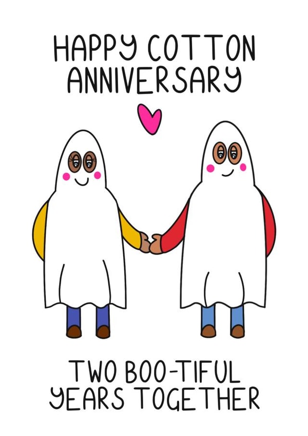 2nd wedding anniversary card for husband or wife. Happy cotton anniversary created by Schnauzer Scribbles