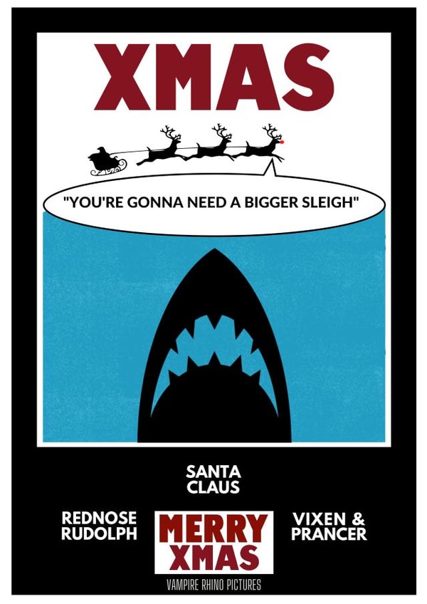 Funny Christmas Card For Friends Of Jaws Movie Lover created by Vampire Rhino