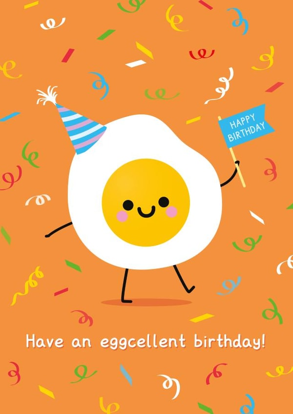Birthday Card - Cute Egg - Have An Eggcellent Birthday created by hannahdoodle