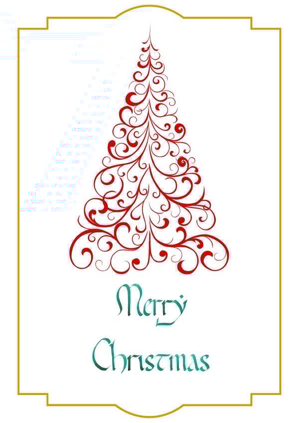 Stylised Christmas tree Card created by Warren Calligraphy