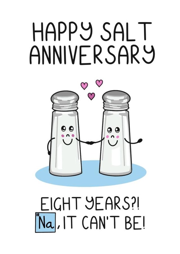 8th wedding anniversary card for husband or wife - Happy salt anniversary created by Schnauzer Scribbles