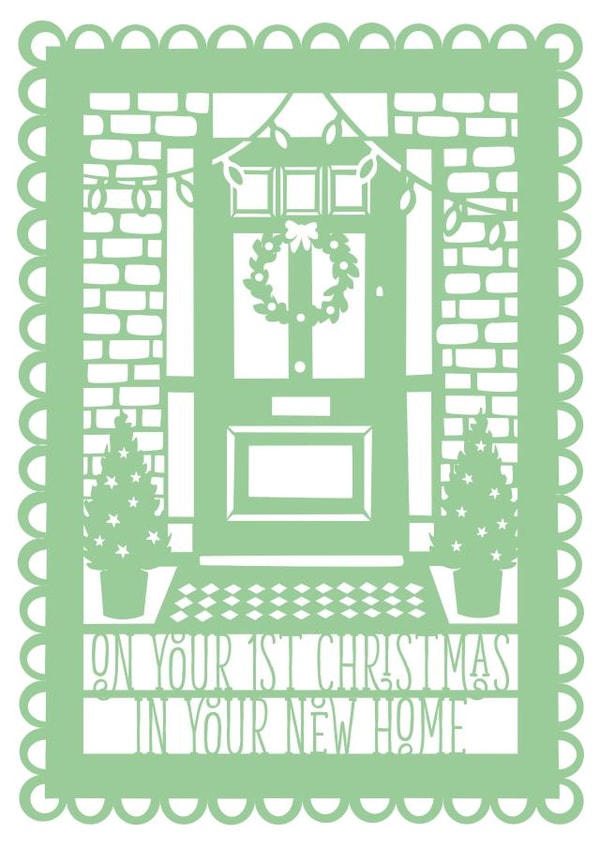 On Your First Christmas in Your New Home Papercut Style Card created by Pogofandango