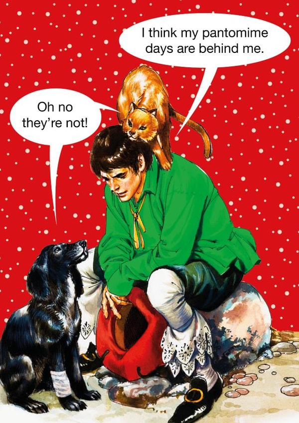 Christmas Panto funny vintage card with a cat and a dog! created by kissmekwik