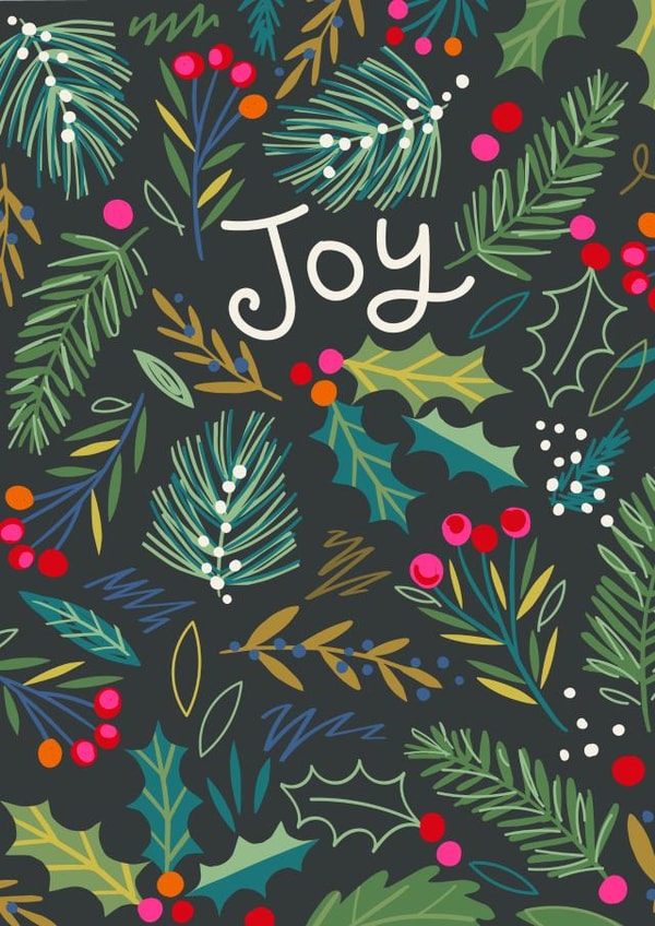 Joy colourful Christmas card created by Pablo and Pickle Studio