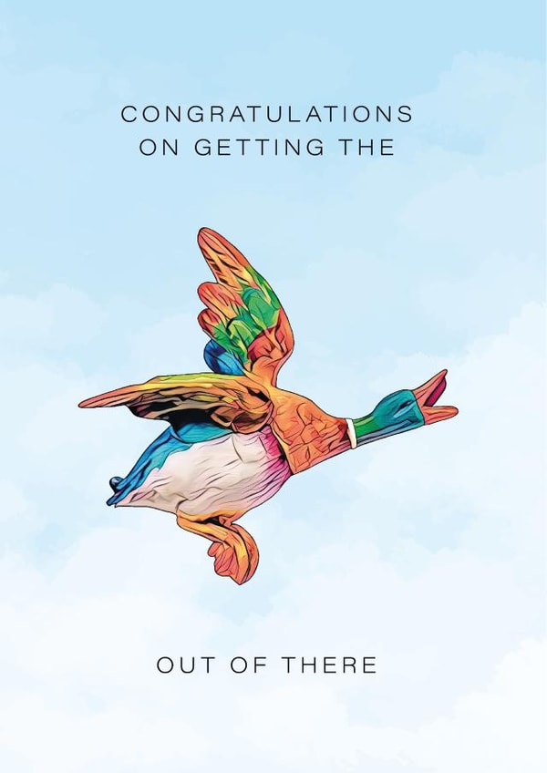 Flying Duck Leaving/Retirement/new Job – kitsch duck getting the flying duck out created by Yay Days