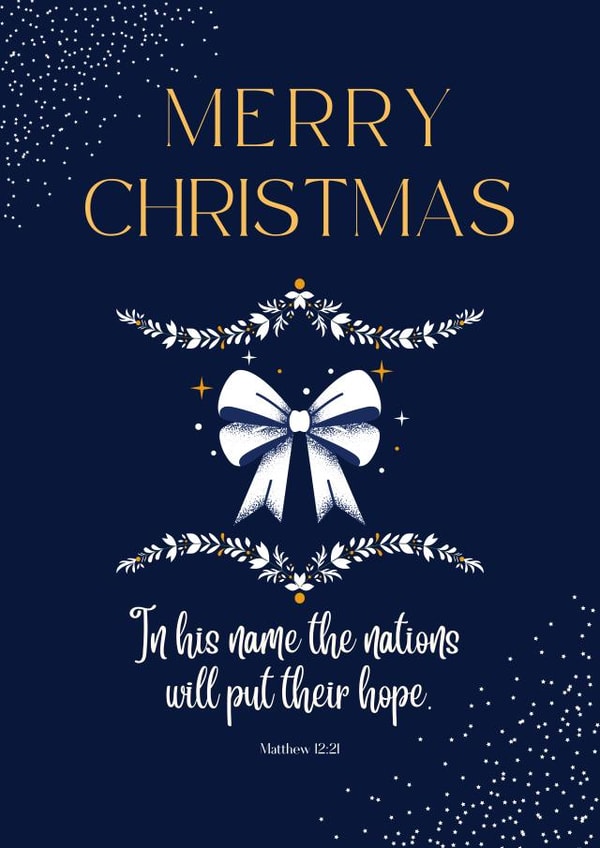Merry Christmas - Hope of Nations - Bow, Stars & Snow created by Dara, Ceramic Scripture