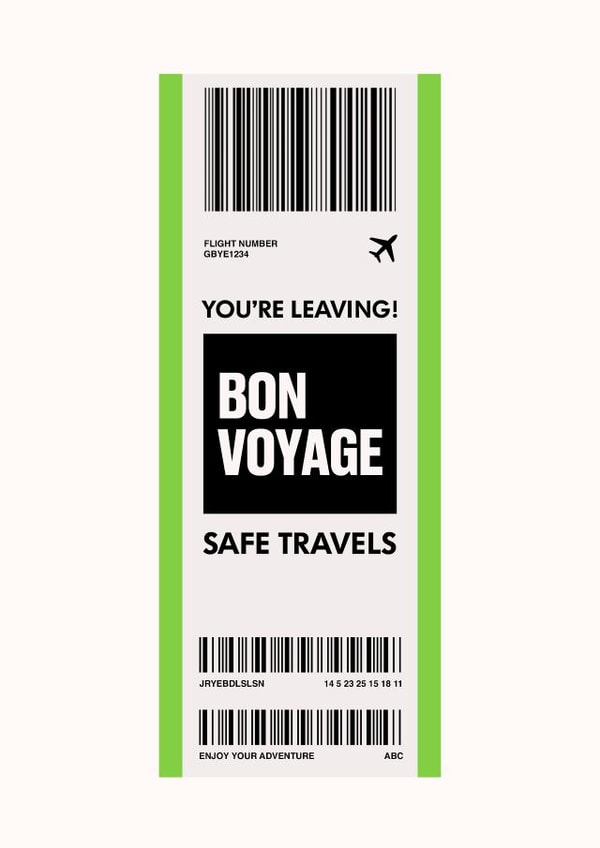 Bon Voyage & Safe Travels Card for a work colleague - Luggage Ticket Label created by HollieGraphik