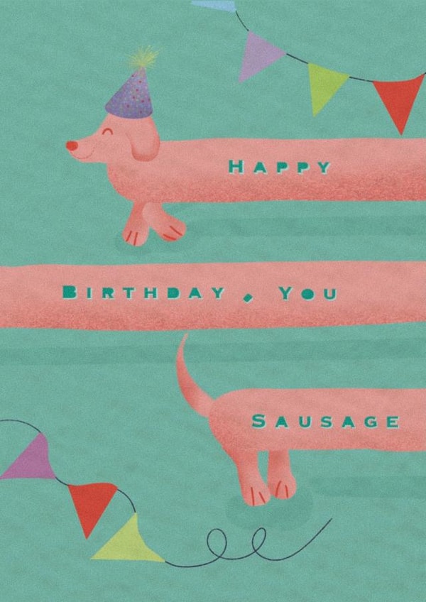 Cute and cheeky birthday card for your friend or loved one - You Sausage created by Teresa Kilker Designs