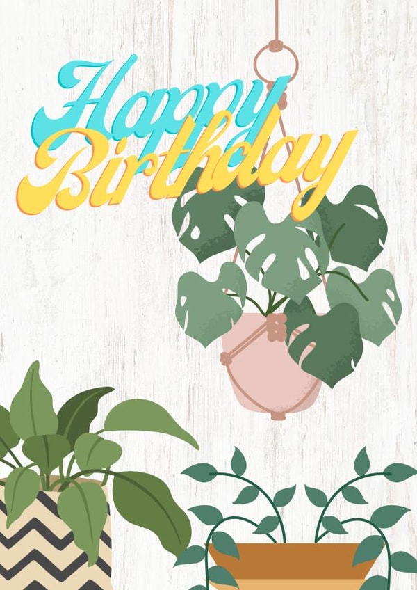 Cute Houseplant Happy Birthday Card created by Scribe Design House